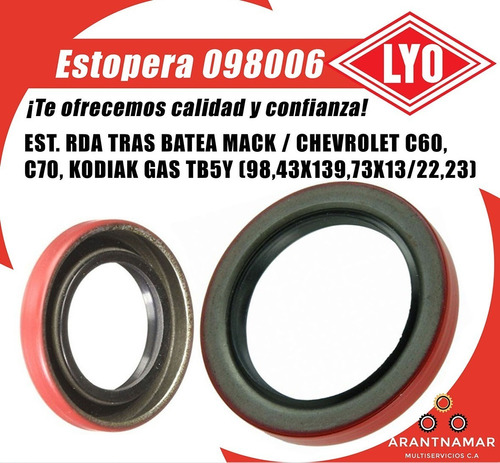 Estopera De Rueda Trasera Batea Mack/chevrolet C60, C70