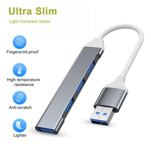 Hub Adaptador Multi-puerto Delgado De 4 Puertos Usb 3.0