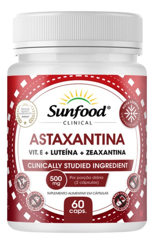 Suplemento Em Capsula Sundood Astaxantina Pote 60unid 500mg Sabor Sem Sabor