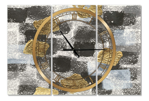 Designq Reloj Pared Moderno 'gold Glamour Squar I' Glam Para