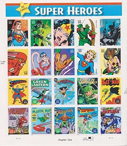 Los Héroes De Dc Comics Super, Hoja Completa De 20 X 39 Cent