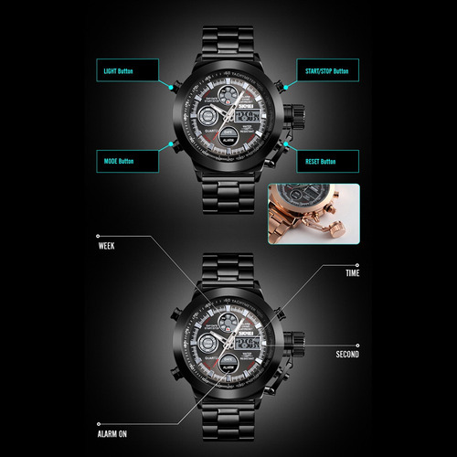 Reloj De Pulsera Skmei 1515 Profesional De Cuarzo 3 Atm Color de la correa Plateado