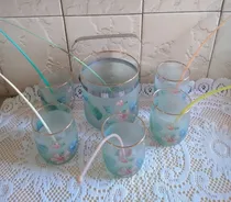 Comprar Hielera Con 5 Vasos Cortos De Vidrio Y 6 Removedores