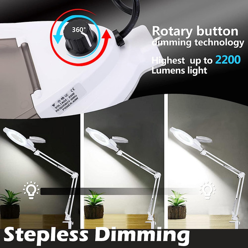 Lámpara De Pie Led De Lupa Con Abrazadera Color Blanco