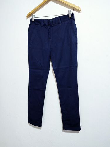 Pantalón Zara Basic Tiro Bajo Color Azul Impecable