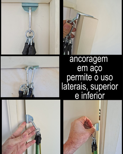 Imagem 3 de 10 de Kit Extensor Elastico Treino Exercício Academia Em Casa 80kg