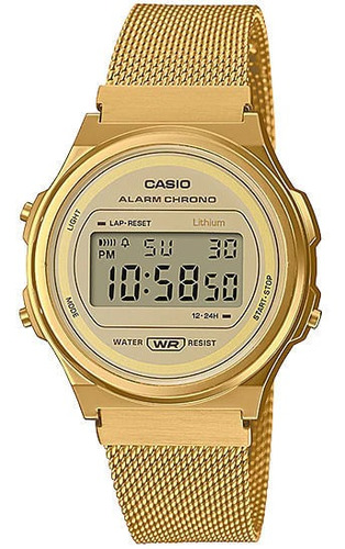 Relógio Casio Vintage Unissex Dourado Esteira A171wemg-9adf