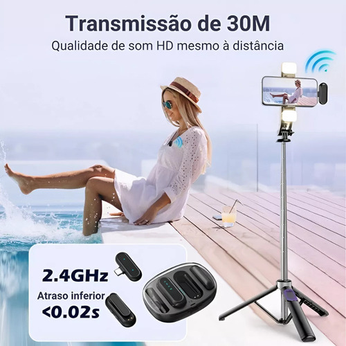 Microfone Compatível Com Iphone 11,12,13,14,15,16 E Android Preto