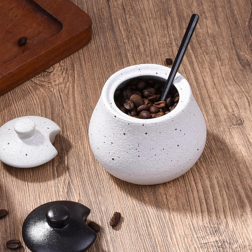 Azucarero Con Tapa Y Cucharas, Recipientes De Porcelana Para