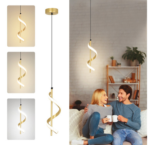 Luminaria Pendente Teto De Espiral 8w C/ Três Cores