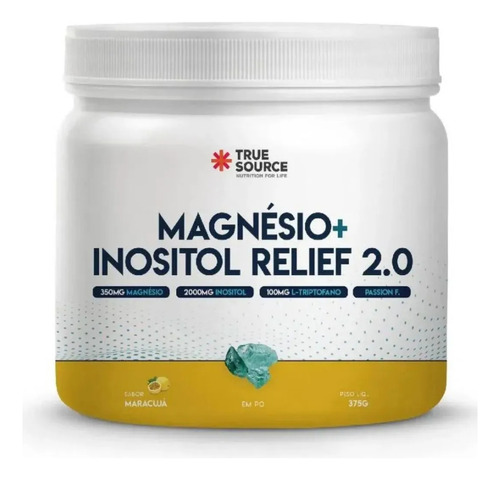 True Magnésio + Inositol Relief 300g - True Source Sabor Maracujá 2.0