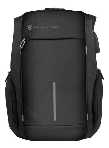 Mochila Locker Com Antifurto E Porta Capacete - Gshield Cor Preto Desenho do tecido Liso