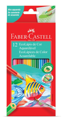 Lapis De Cor Faber-castell Aquarelável 12 Cores Escolar