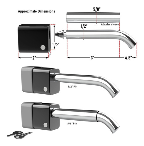 Oxgord Hitch Receptor Cerradura Cabeza Giratoria Clase 2