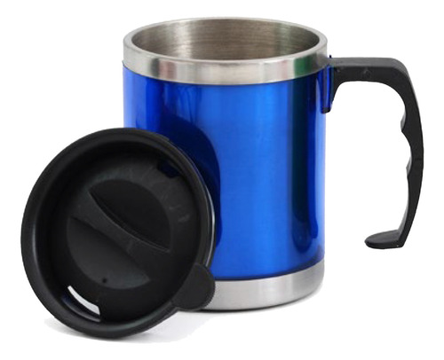 Caneca Copo Térmico Em Inox Com Alça E Tampa Removível 450ml Cor Azul