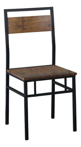 Conjunto De Mesa Wooden Com 4 Cadeiras Preto E Ipê Cor marrom médio