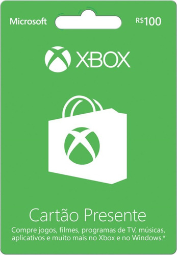 Microsoft Gift Card 100 Reais Cartão Presente Xbox Live Br