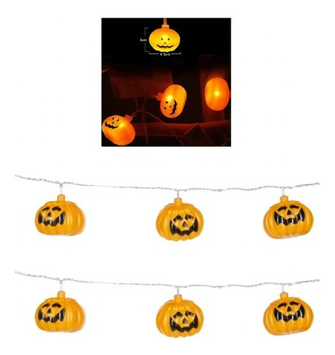 Serie Calabaza Luz Led Decoracion Muerto Lampara Halloween Color Naranja