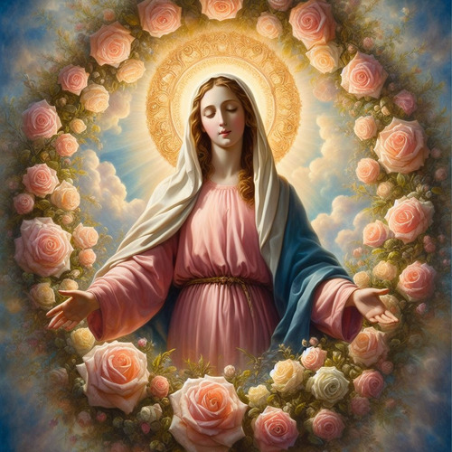 Obra De Arte Digital Virgen María V5 50x50 Pieza Única