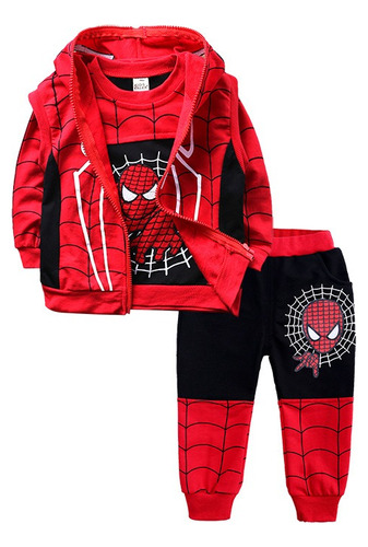 Conjunto De Spiderman Para Niño Sudadera Pantalon Y Chaleco