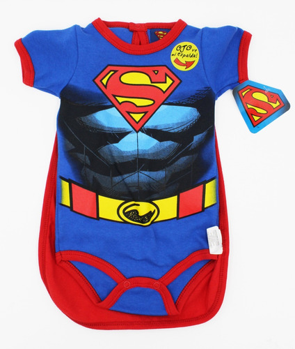 Imagen 1 de 7 de Pañalero Superman Musculos Capa Original Disfraz Ropa Bebe