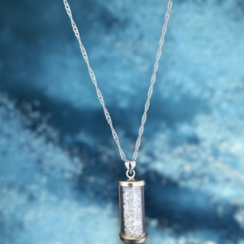 Collar De Fantasía Y Cuarzos, Botellita Color Cristal De Roca