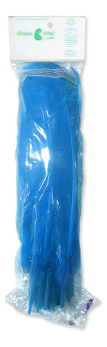 Pena De Pato Ponta Redonda 20 A 30cm 100g (apx. 45 Unidades) Cor Azul-turquesa