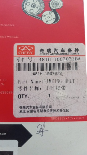 Correa Tiempo Original Chery Orinoco Tiggo 2.0 173 Dientes