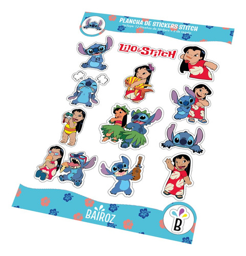 Plancha Sticker Autoadhesivos X 12u Stitch Disney