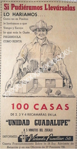 Cartel Retro Colonia. Unidad Guadalupe. Puebla 1967