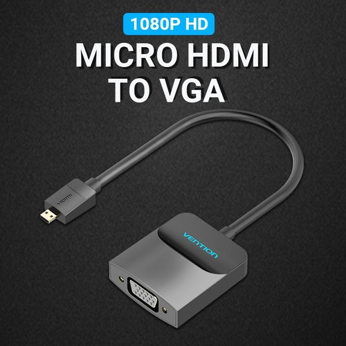 Imagen 4 de 10 de Cable Adaptador Conversor Micro Hdmi A Vga Con Audio.-