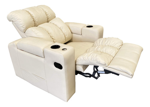 Sillón Reclinable Reposet Hollywood Tacto Piel Color Crema