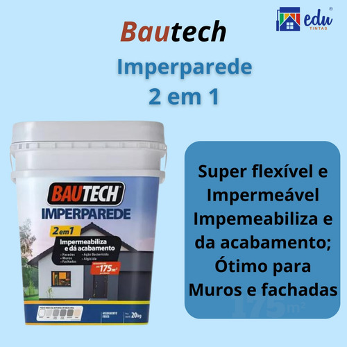 Tinta Imperparede Impermealizante Bautech Cores 2 0 K G. Acabamento Fosco Cor Cinza Platina