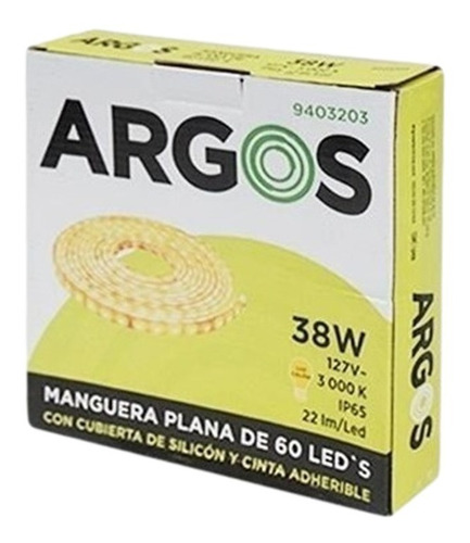 9403203 Argos Manguera Plana 60 Led 127v Ip65 Amarilla 3000k