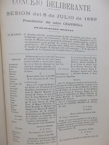 Sesiones Del Consejo Deliberante 1889 - Ii - Ciudad Bs. As