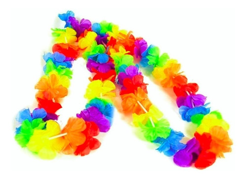 10 Collares Hawaianos Fluorecentes Neon Fiesta Luz Uv Cumple