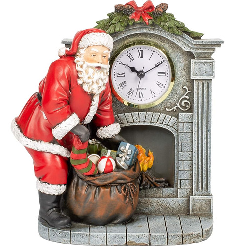 Santa Claus By Fireplace Mantel 8.25 Pulgadas Figura De Relo