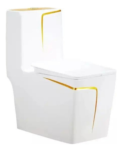 Vaso sanitário monobloco quadrada DX HOME California branco/dourado