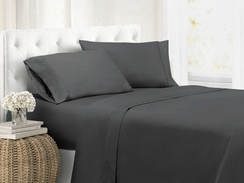Juego De Sabanas Soft Individuales Tacto Suave Color Gris