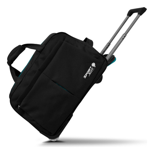 Maletín Deportivo Con Ruedas Duffle Rodante Msp-716 Carry On Color Negro NEGRO/AQUA