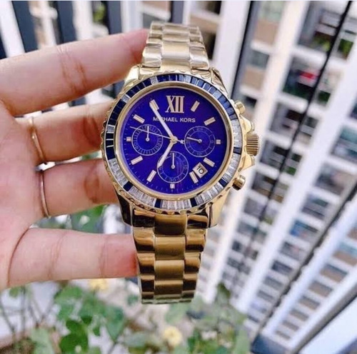 Relógio Michael Kors Mk5754 Everest Orig Chron Anal Goldblue