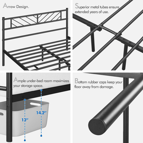 Base De Cama Matrimonial Con Cabecera Flecha Y Almacenamient