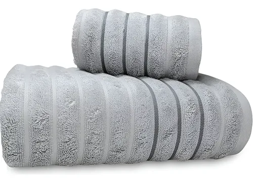 Jogo De Toalha Banho E Rosto 100% Algodão 450g/m² Cor Cinza Lisa Liso