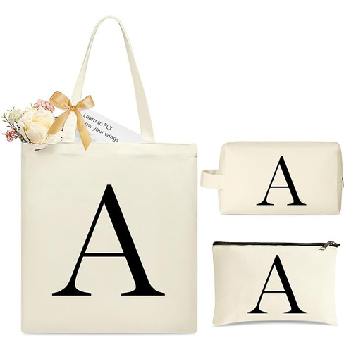 3pcs Personalized Canvas Tote Bag Aesthetic Bag Travel Gifts