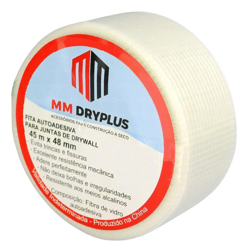 Fita Telada Branca Autoadesiva Para Gesso Drywall 45m X 48mm
