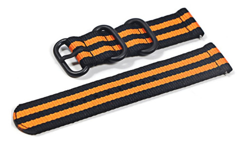 Pulseira Nato Militar Compatível Samsung Galaxy Active 1 2 Cor Preto-Laranja Largura 22 mm