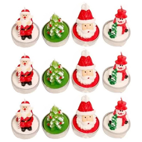 12 Minivelas Decorativas De Navidad Para El Hogar