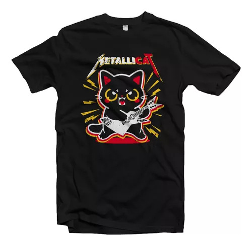 Remera Mascotas Animales Gatos Rock Gato Metallicat Unisex
