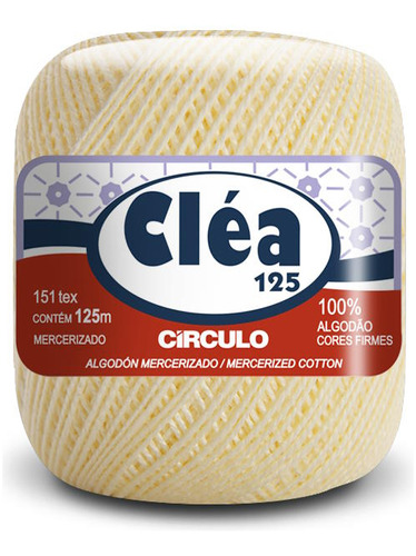 Fio/linha Cléa 125 Tex 151 100% Algodão Mercerizado 125m Cor 1074 - Creme