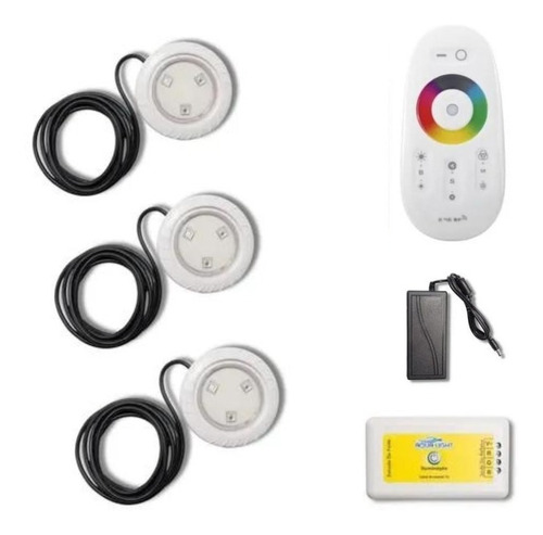 Par De Iluminação Para Piscina Com Controle 3 Refletores Rgb